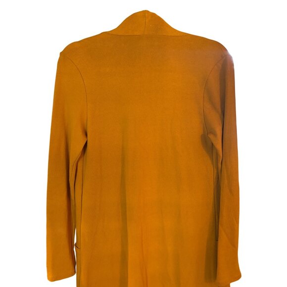 Azules Mustard Yellow Open Front Longline Cardigan Sweater With Pockets - Picture 9 of 9